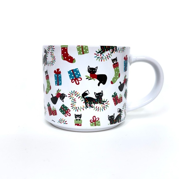 John Bartlett Pet Christmas Cats Presents All Over Print Ceramic Coffee Mug - Picture 1 of 11